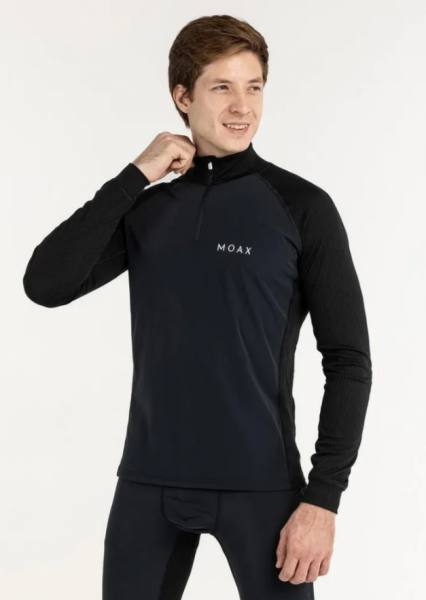 Термофутболка MOAX RACE WIND LS с воротн. Men черный