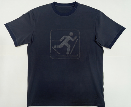 Футболка DE "лыжник" серая oversize (вязаная окантовка)