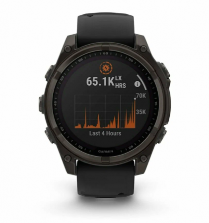 Часы Garmin Amoled Sapphire Fenix 8-47 мм, титановый угольно-серый, черный ремешок