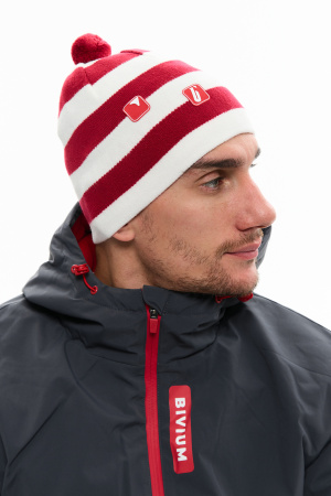 Шапка Bivium "Apex" полосатая (красный/белый)