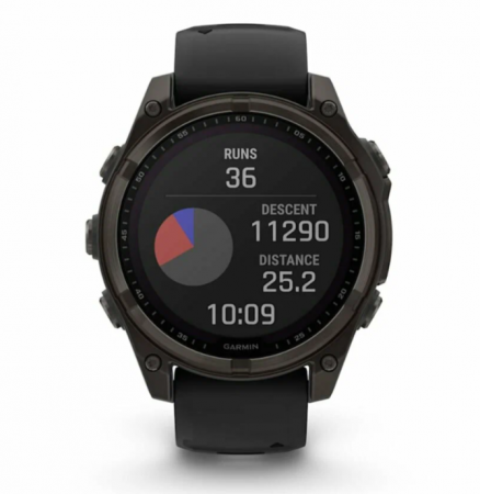 Часы Garmin Amoled Sapphire Fenix 8-47 мм, титановый угольно-серый, черный ремешок
