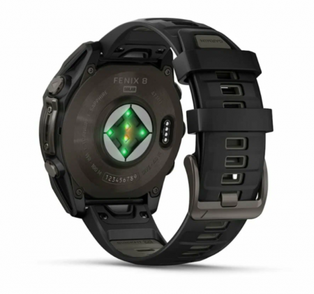 Часы Garmin Amoled Sapphire Fenix 8-47 мм, титановый угольно-серый, черный ремешок