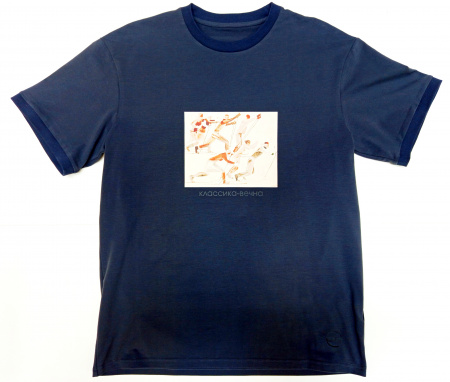 Футболка DE "картина" темно-серая oversize (вязаная окантовка)