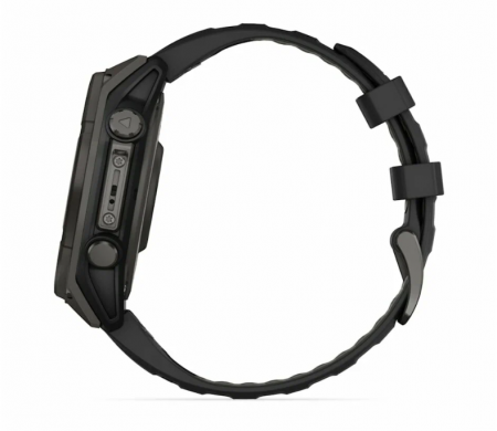 Часы Garmin Amoled Sapphire Fenix 8-47 мм, титановый угольно-серый, черный ремешок