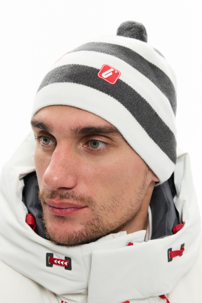 Шапка Bivium "Apex" полосатая (белый/графит)