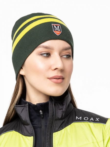 Шапка MOAX Tradition Sport stripe олива/лайм